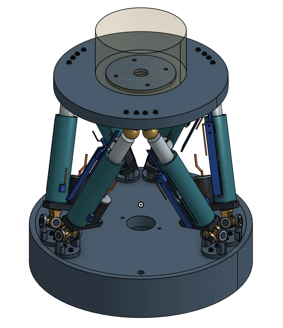 CAD of the compact six-axis precision hexapod.